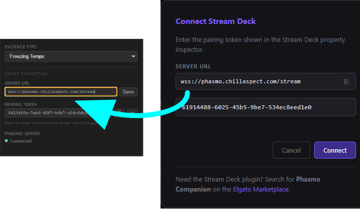 Setting the Server URL in the property inspector